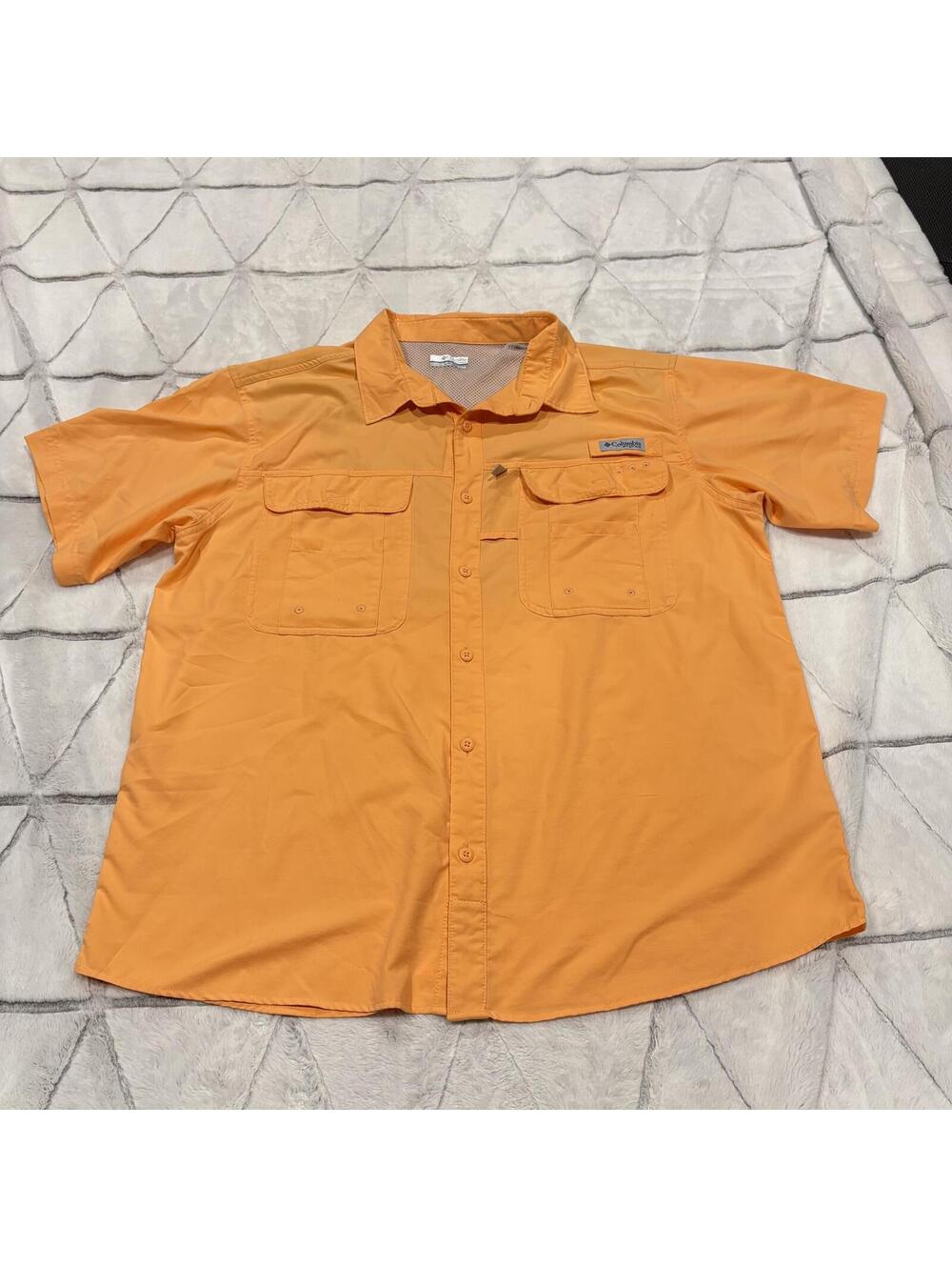 Columbia Men's XL Orange Short Sleeve Outdoor Fishing Shirt Breathable Mesh